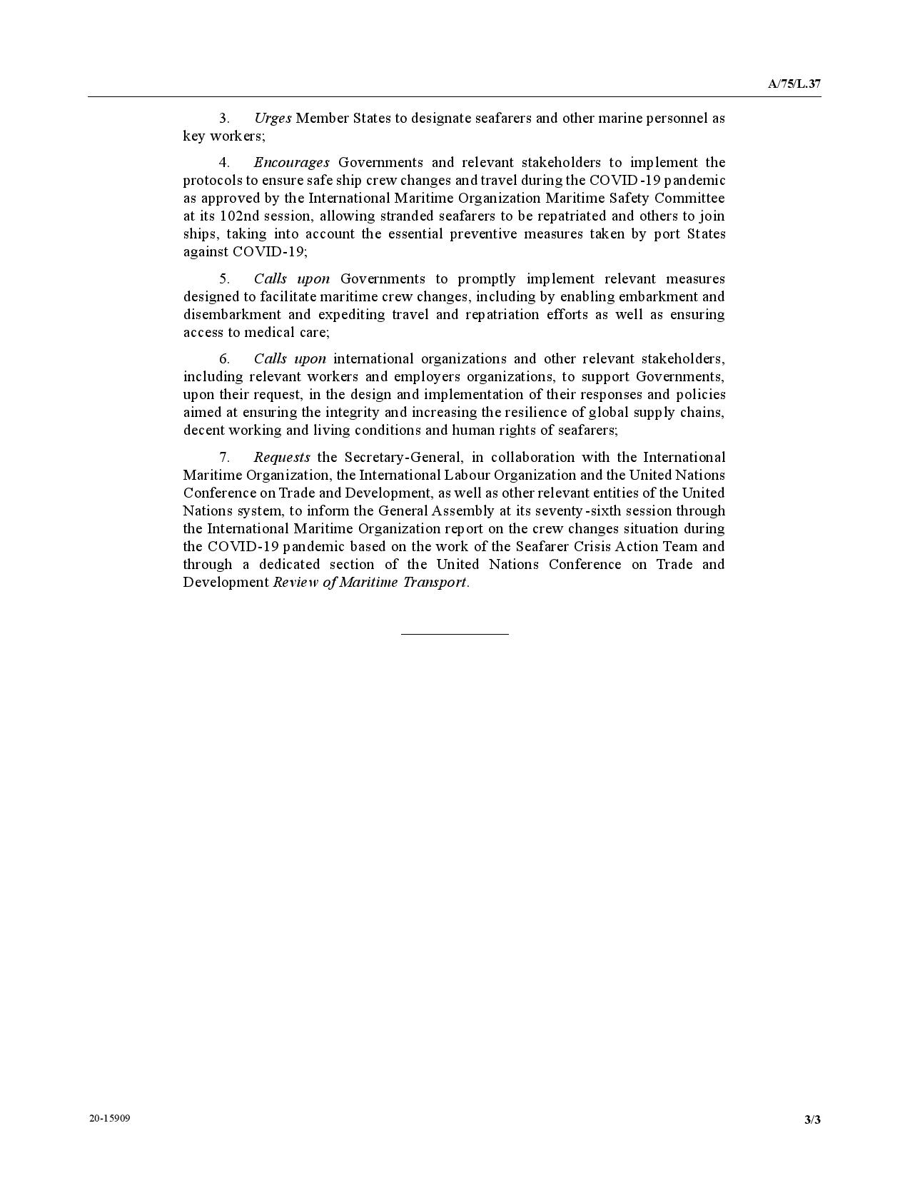 UN RESOLUTION ON SEAFARERS page 002